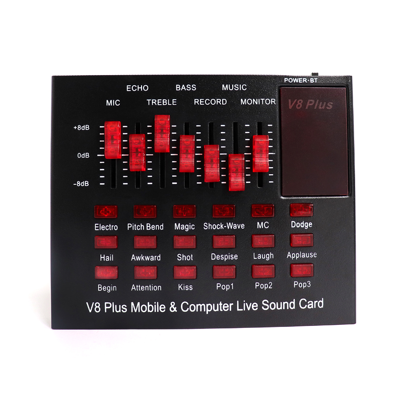 V8 Plus Audio USB External Sound Card Webcast stremer Live Broadcast for PC Phone Computer