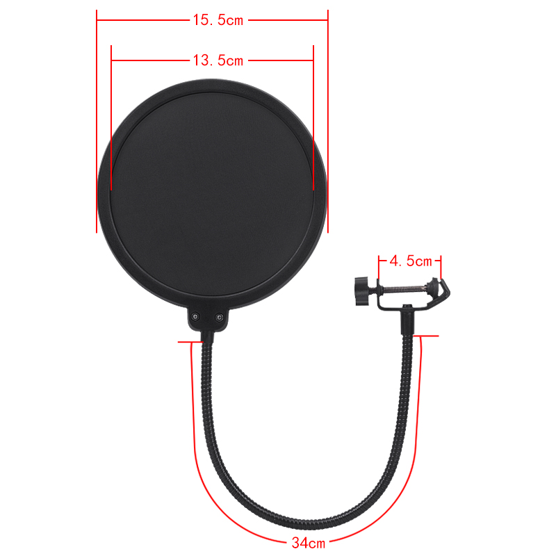 Tiwa Pop filter for microphone Recording Double Layer Microphone Flexible Wind Screen Mask Mic Pop Filter Shield