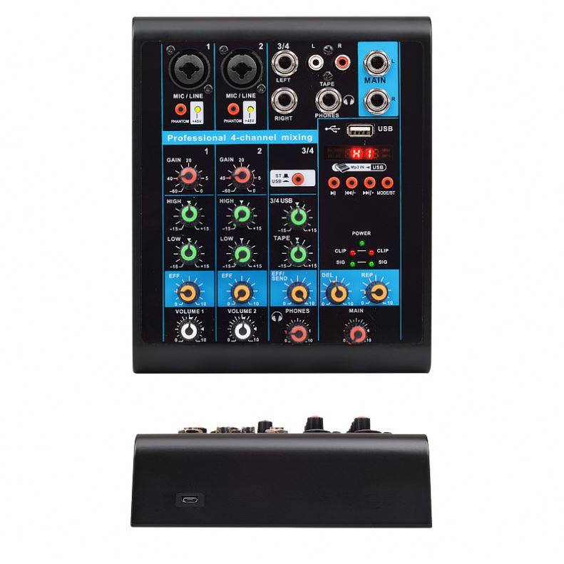 4 channel Interface audio mixer/Professional sound audio mixer