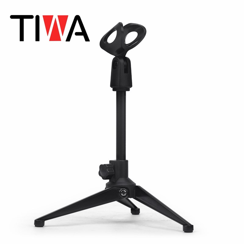 Portable Microphone tripod foldable stand Holder with Adjustable Mic clip