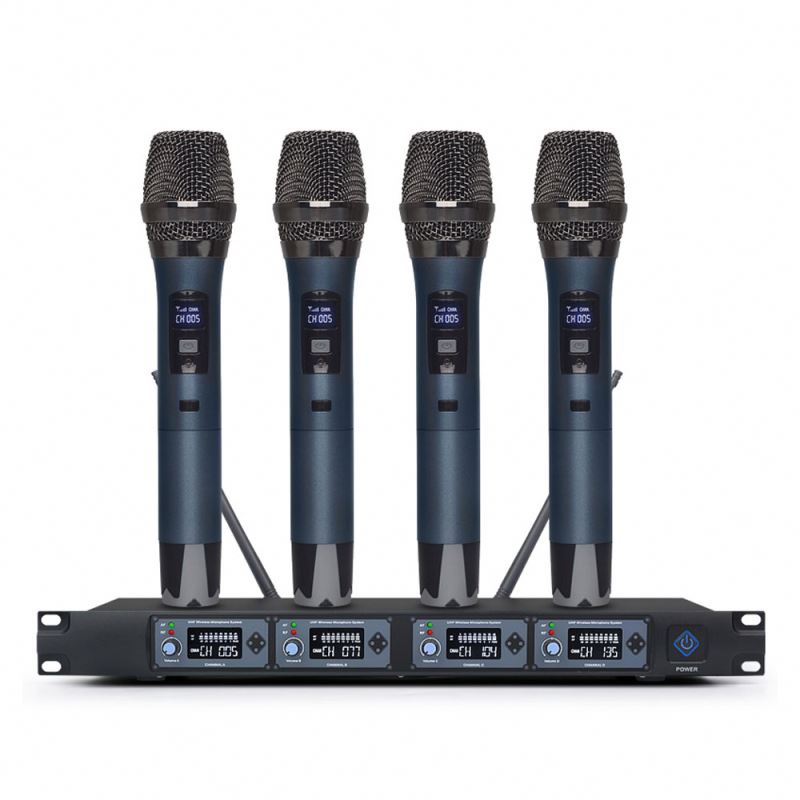 Good Sound quality 4 channels UHF wireless professional studio microphone