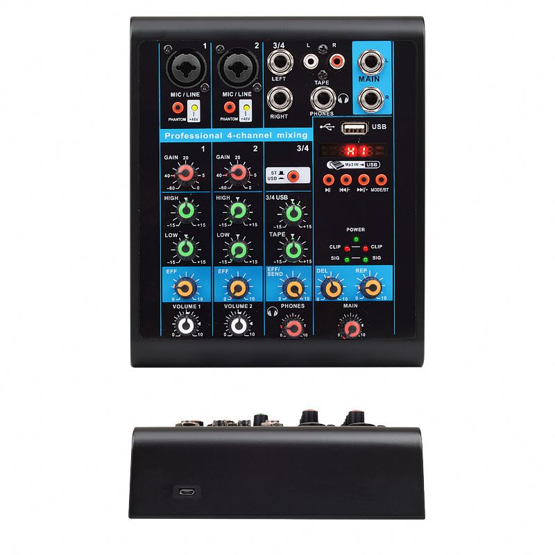 4 Channel Professional Music Stereo DJ Mixer Audio
